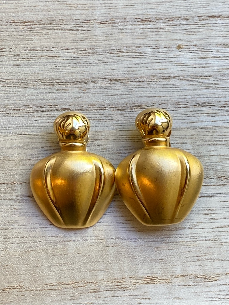 Rare Vintage Christian Dior "Poison" Perfume Bottle Clip-On Earrings 1980’s